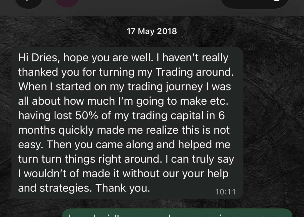 WhatsApp message from old client